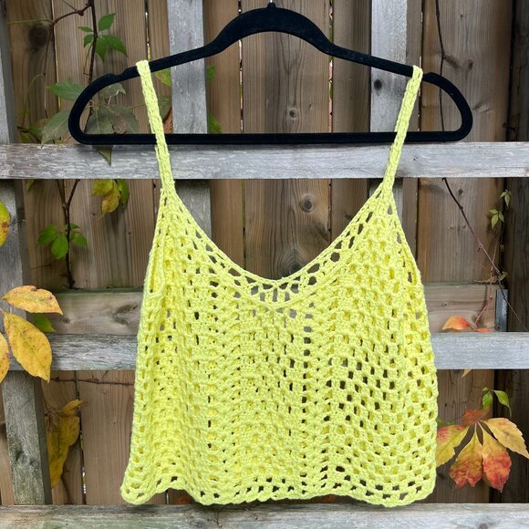 Vintage Handmade Crochet Tank Top – Lemon Yellow - Picture 2 of 2